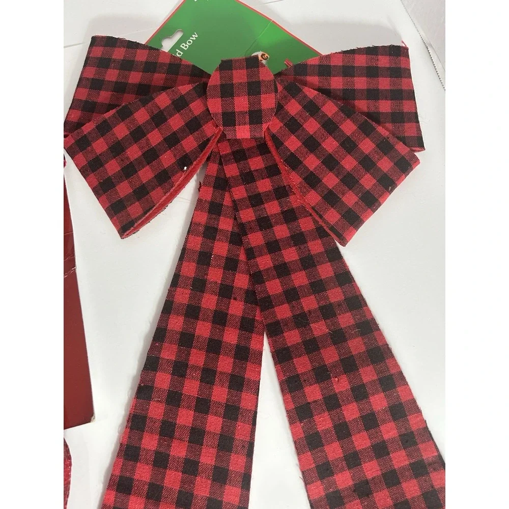 2‎ XL Red Black Buffalo Plaid Christmas Bows Crafting Wreaths Tree Farmhouse